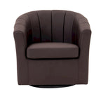 Porthos Home Manon Swivel Faux Leather Barrel Accent Chair with Removable Seat Cushion