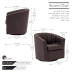 Porthos Home Manon Swivel Faux Leather Barrel Accent Chair with Removable Seat Cushion