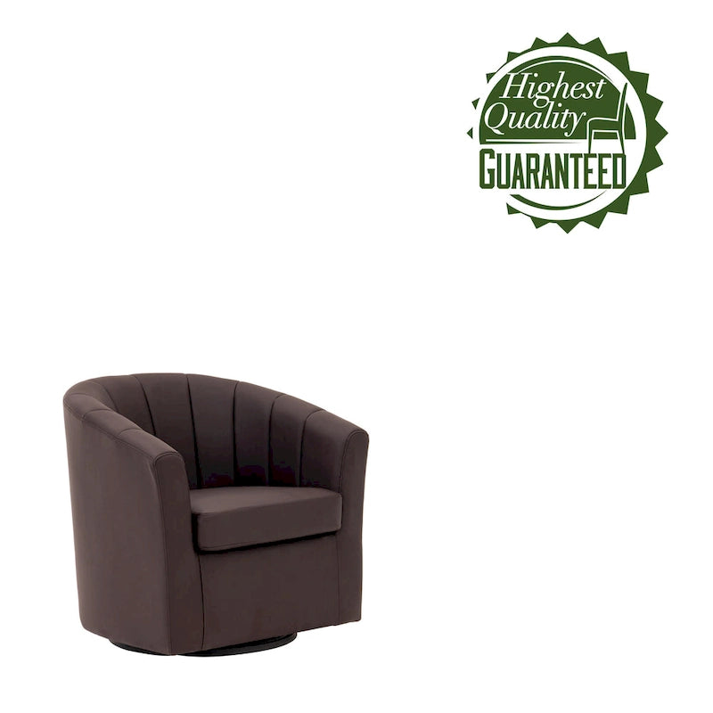 Porthos Home Manon Swivel Faux Leather Barrel Accent Chair with Removable Seat Cushion