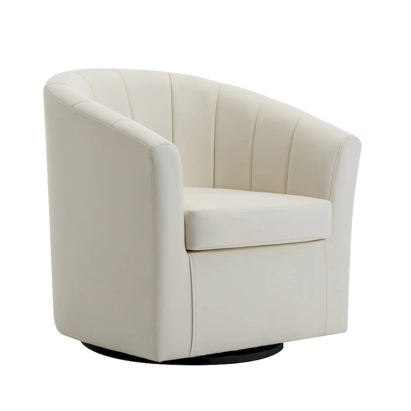 Porthos Home Manon Swivel Faux Leather Barrel Accent Chair with Removable Seat Cushion