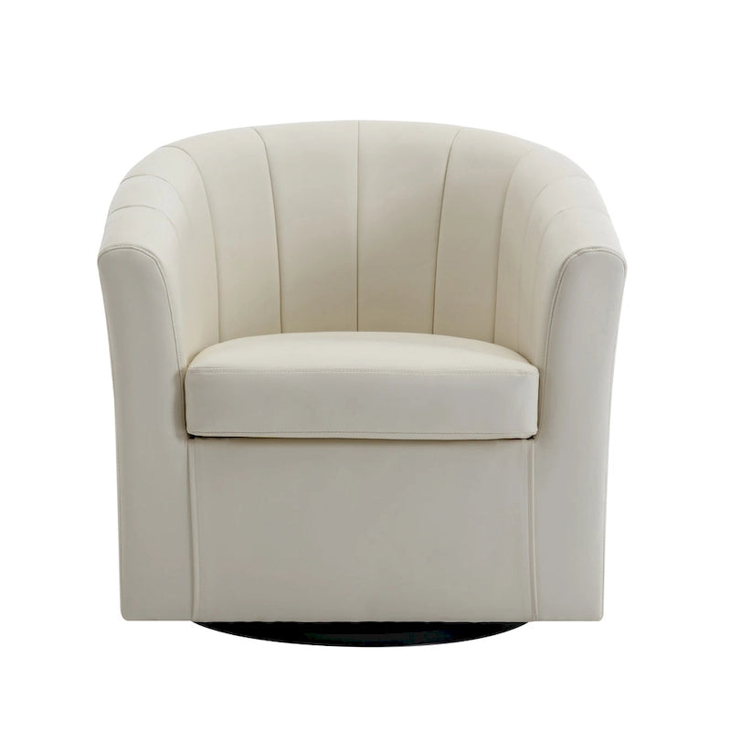 Porthos Home Manon Swivel Faux Leather Barrel Accent Chair with Removable Seat Cushion