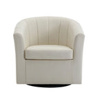 Porthos Home Manon Swivel Faux Leather Barrel Accent Chair with Removable Seat Cushion