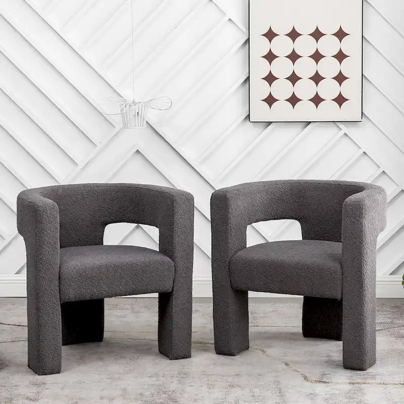 KINWELL 28 Wide Boucle Upholstered Square Armchair (Set of 2)