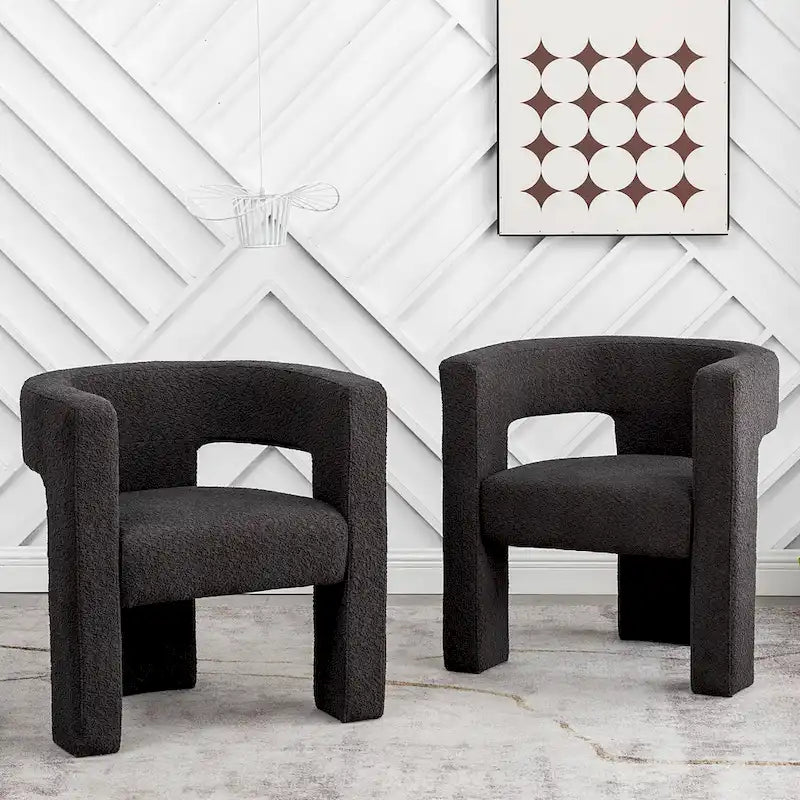 KINWELL 28 Wide Boucle Upholstered Square Armchair (Set of 2)