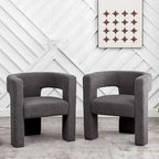 KINWELL 28 Wide Boucle Upholstered Square Armchair (Set of 2)