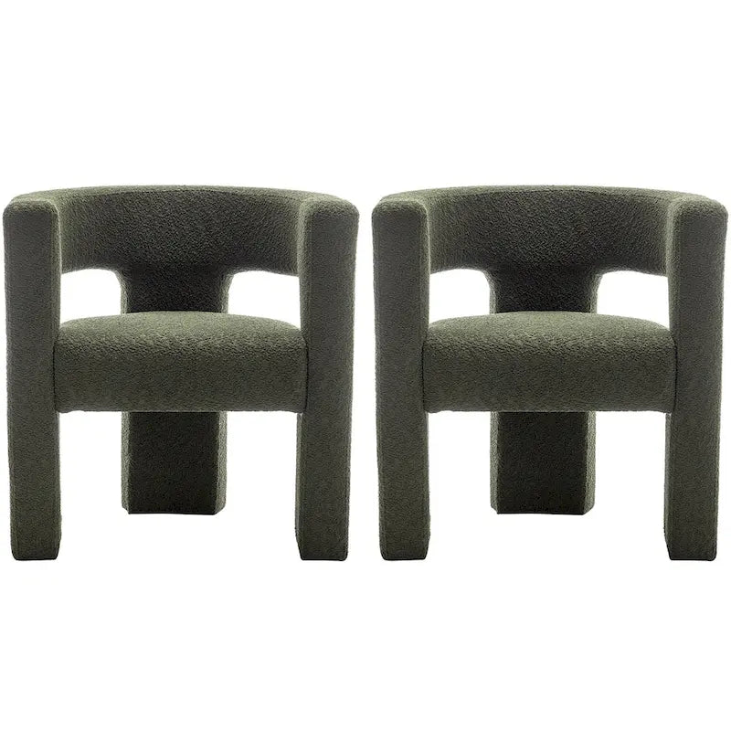 KINWELL 28 Wide Boucle Upholstered Square Armchair (Set of 2)