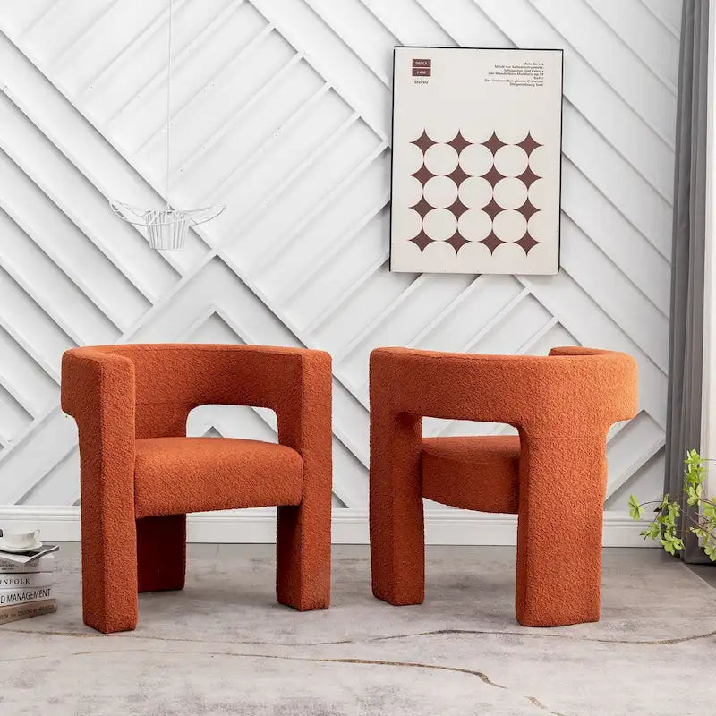 KINWELL 28 Wide Boucle Upholstered Square Armchair (Set of 2)