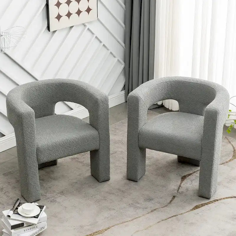 KINWELL 28 Wide Boucle Upholstered Square Armchair (Set of 2)