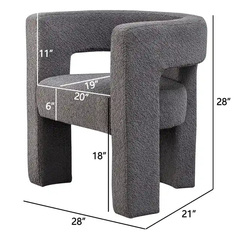 KINWELL 28 Wide Boucle Upholstered Square Armchair (Set of 2)