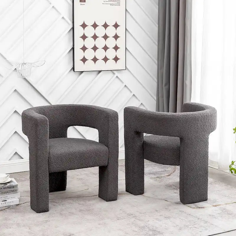 KINWELL 28 Wide Boucle Upholstered Square Armchair (Set of 2)