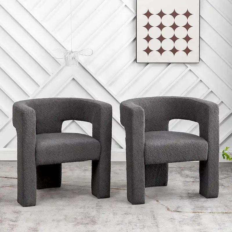 KINWELL 28 Wide Boucle Upholstered Square Armchair (Set of 2)