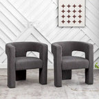 KINWELL 28 Wide Boucle Upholstered Square Armchair (Set of 2)