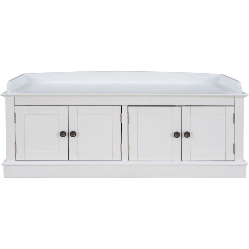 Storage Bench with 4 Doors and Adjustable Shelves