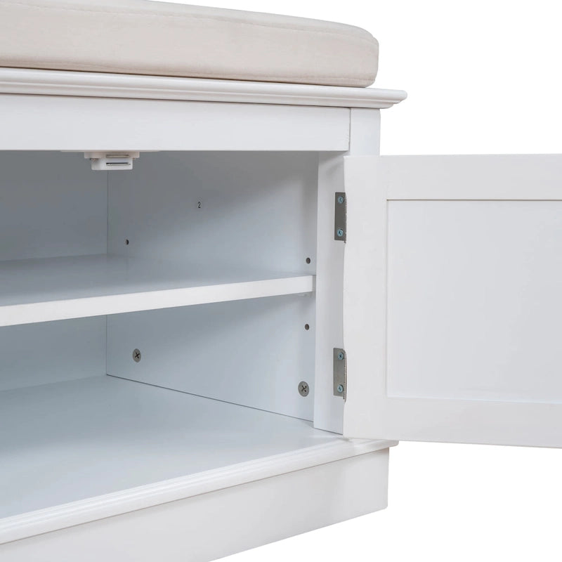 Storage Bench with 4 Doors and Adjustable Shelves