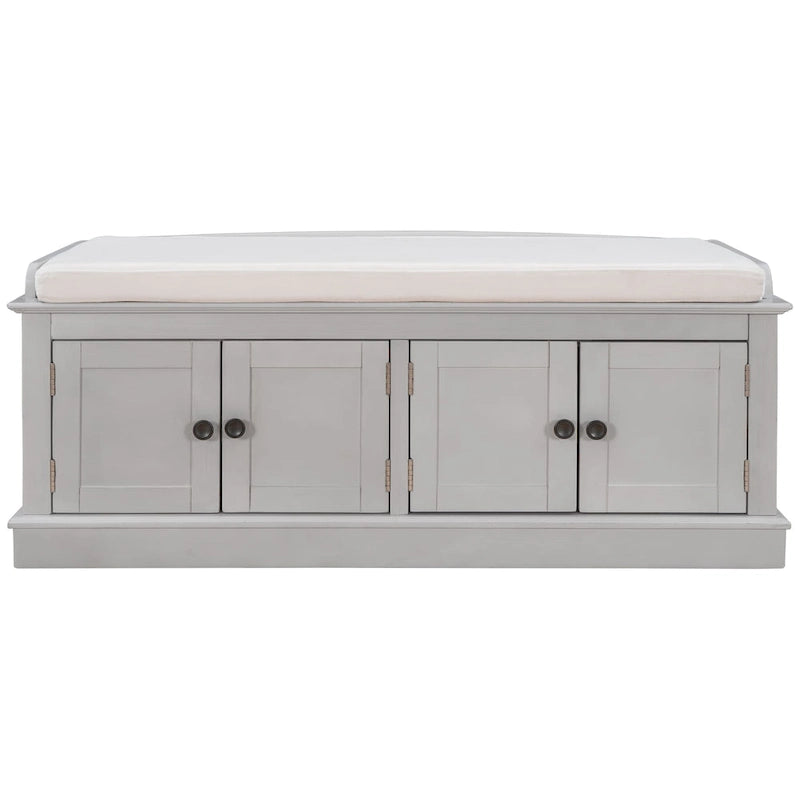 Storage Bench with 4 Doors and Adjustable Shelves