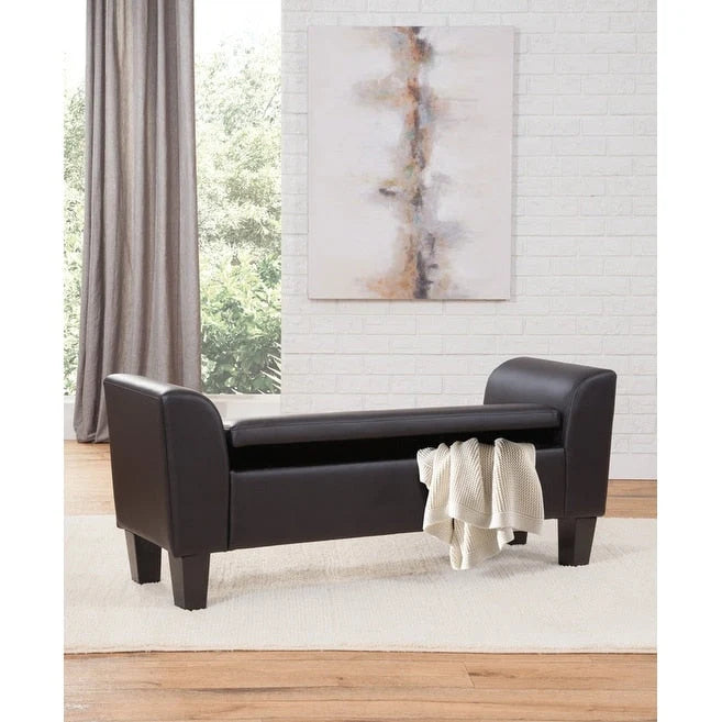 Grafton Home Claire Transitional Upholstered Storage Bench