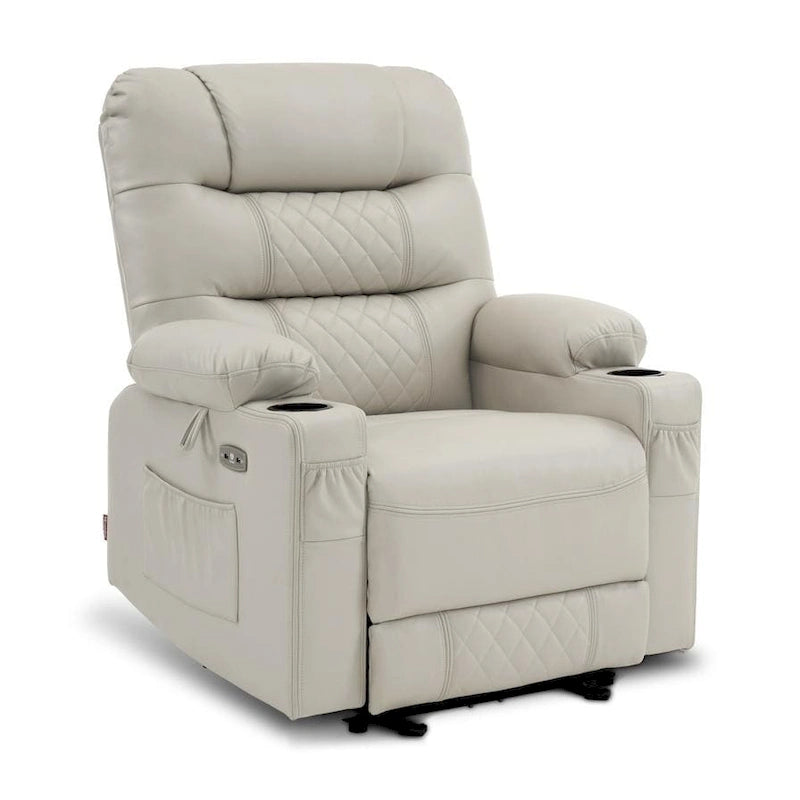 MCombo Electric Power Recliner Chair with Heat and Massage, Leather PR621