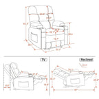 MCombo Electric Power Recliner Chair with Heat and Massage, Leather PR621