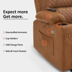 MCombo Electric Power Recliner Chair with Heat and Massage, Leather PR621
