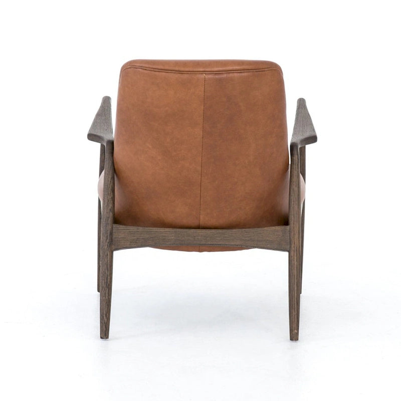 Mid-Century Leather Accent Chair - Deep Seat Single Seater