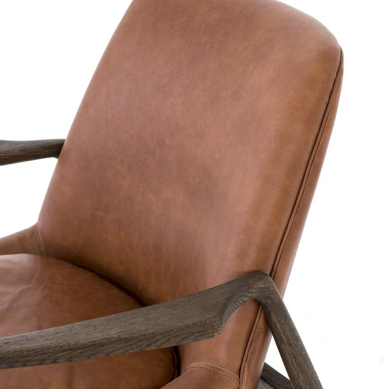Mid-Century Leather Accent Chair - Deep Seat Single Seater