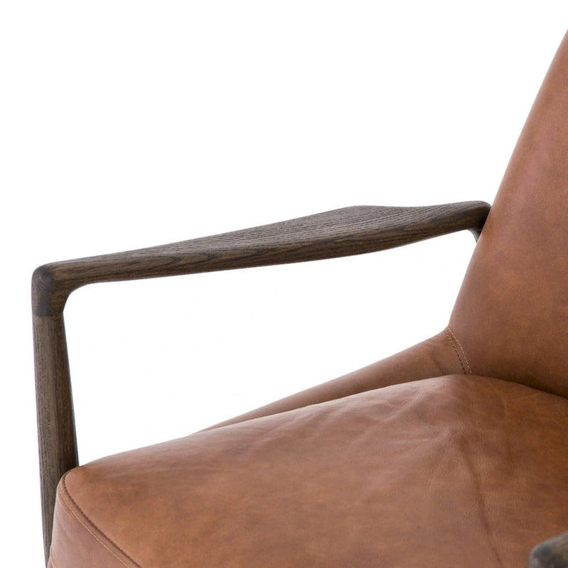 Mid-Century Leather Accent Chair - Deep Seat Single Seater
