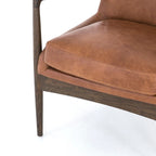 Mid-Century Leather Accent Chair - Deep Seat Single Seater