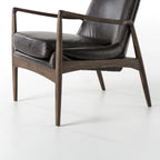 Mid-Century Leather Accent Chair - Deep Seat Single Seater