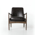 Mid-Century Leather Accent Chair - Deep Seat Single Seater