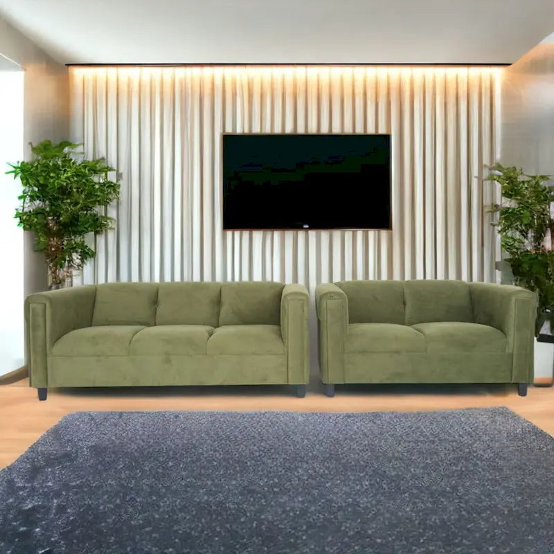 Coast to Coast Sofas Mid Century Modern Loveseat and Sofa Set Solid Wood Frame Upholstered