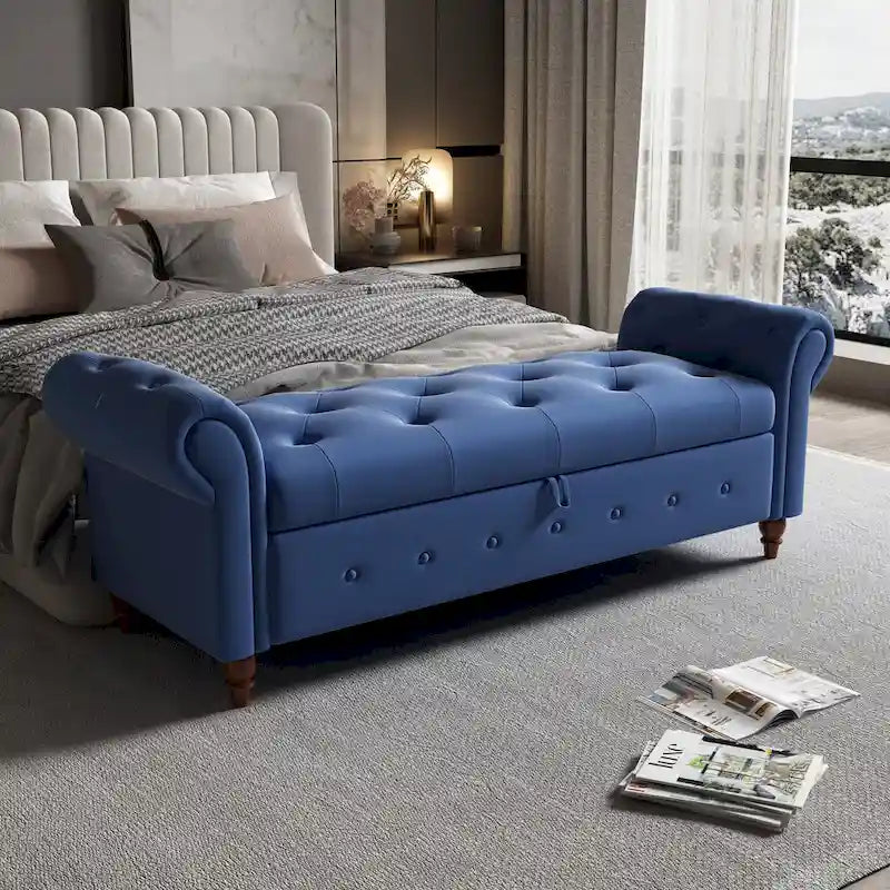 63 Modern Entryway Bench Bed Bench Storage Bench with Rolled Arms