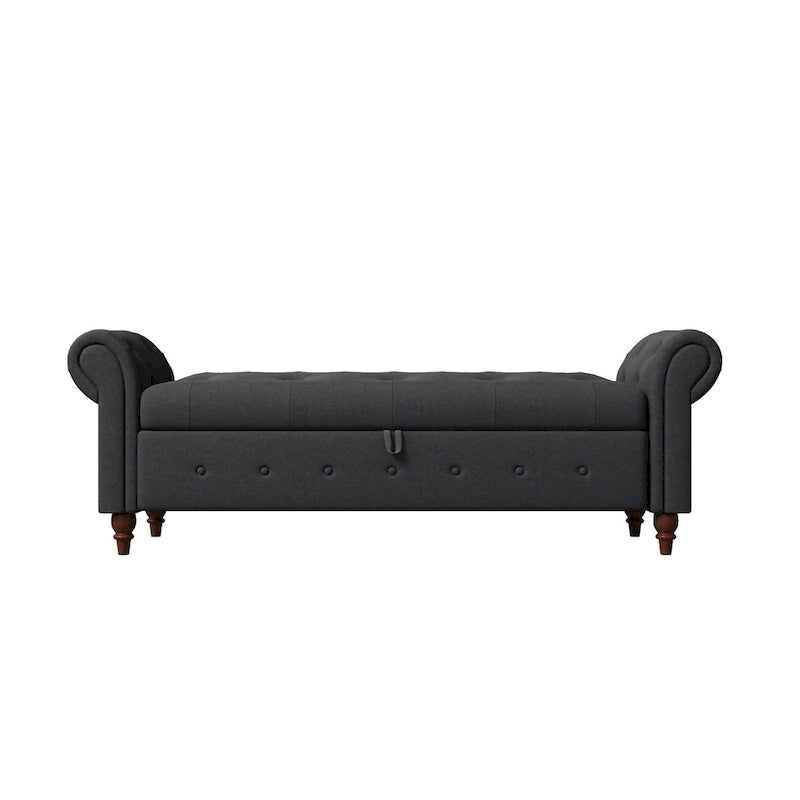63 Modern Entryway Bench Bed Bench Storage Bench with Rolled Arms