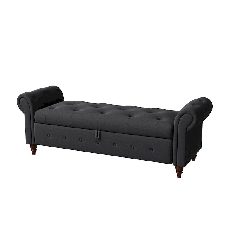 63 Modern Entryway Bench Bed Bench Storage Bench with Rolled Arms