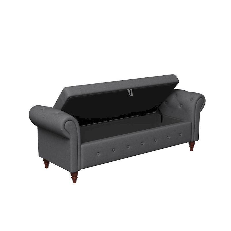 63 Modern Entryway Bench Bed Bench Storage Bench with Rolled Arms