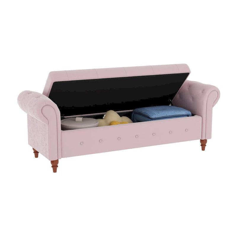 63 Modern Entryway Bench Bed Bench Storage Bench with Rolled Arms