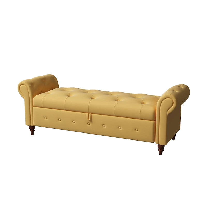 63 Modern Entryway Bench Bed Bench Storage Bench with Rolled Arms