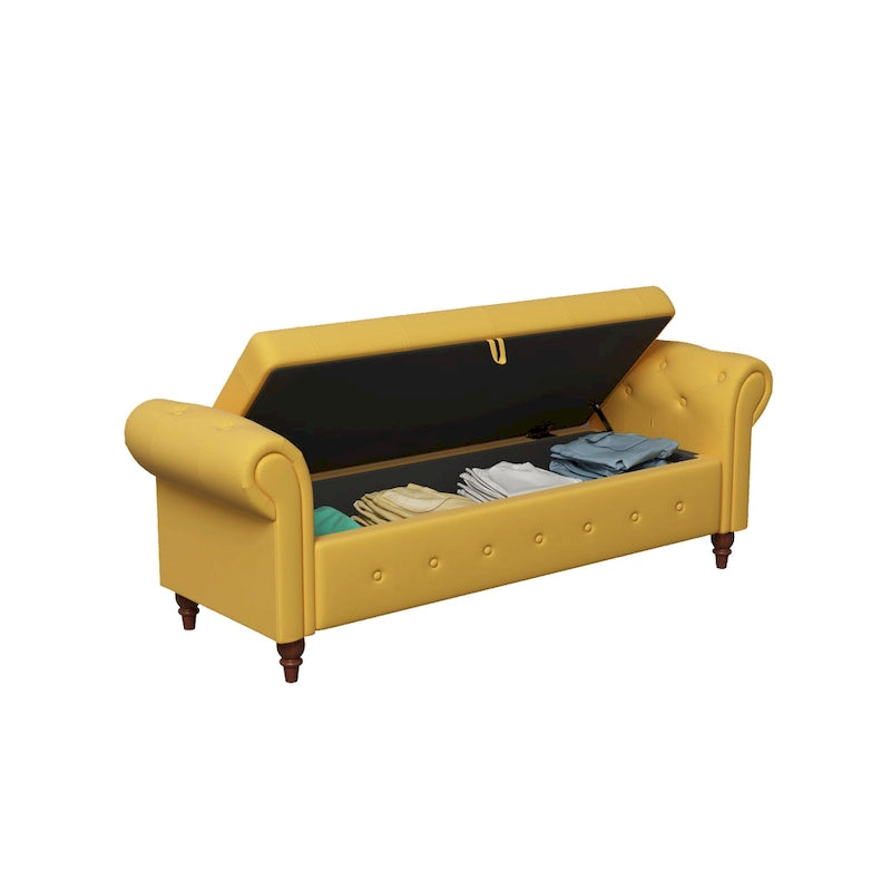63 Modern Entryway Bench Bed Bench Storage Bench with Rolled Arms