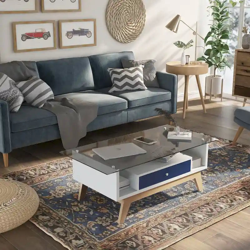 Tevi Modern 47-inch Glass Top 1-Shelf Coffee Table by Furniture of America