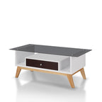Tevi Modern 47-inch Glass Top 1-Shelf Coffee Table by Furniture of America