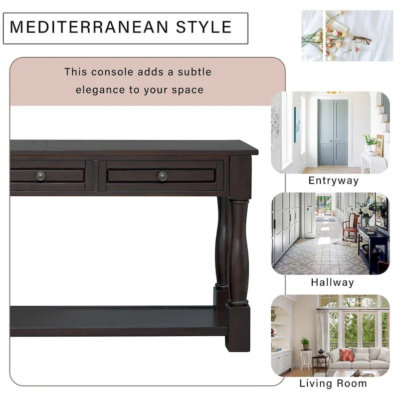 Merax 64 Long Extra-thick Console Table with Drawers and Shelf