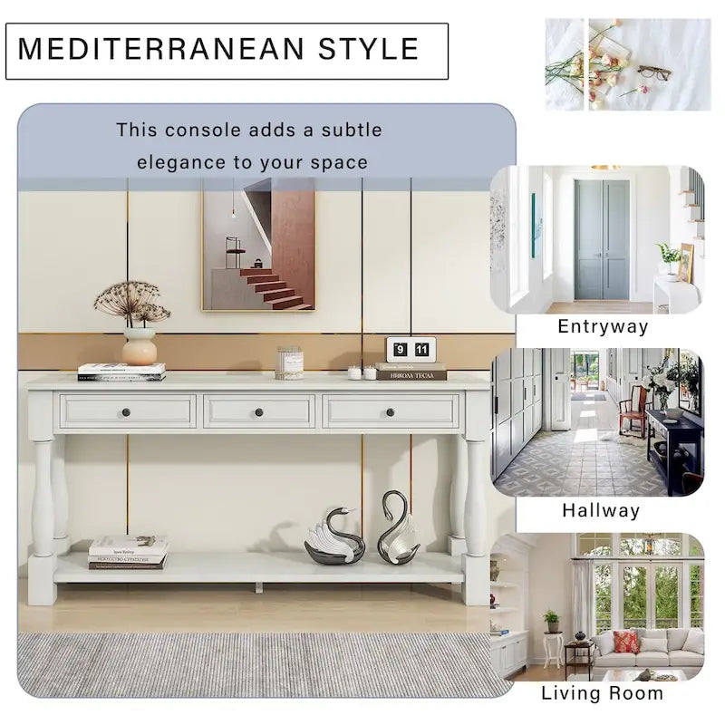 Merax 64 Long Extra-thick Console Table with Drawers and Shelf