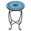 Mosaic Round Terrace Bistro Table Side Table With Coloured Glass