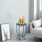 Mosaic Round Terrace Bistro Table Side Table With Coloured Glass