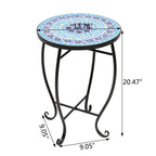 Mosaic Round Terrace Bistro Table Side Table With Coloured Glass
