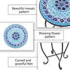 Mosaic Round Terrace Bistro Table Side Table With Coloured Glass