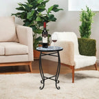 Mosaic Round Terrace Bistro Table Side Table With Coloured Glass