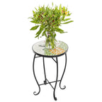 Mosaic Round Terrace Bistro Table Side Table With Coloured Glass