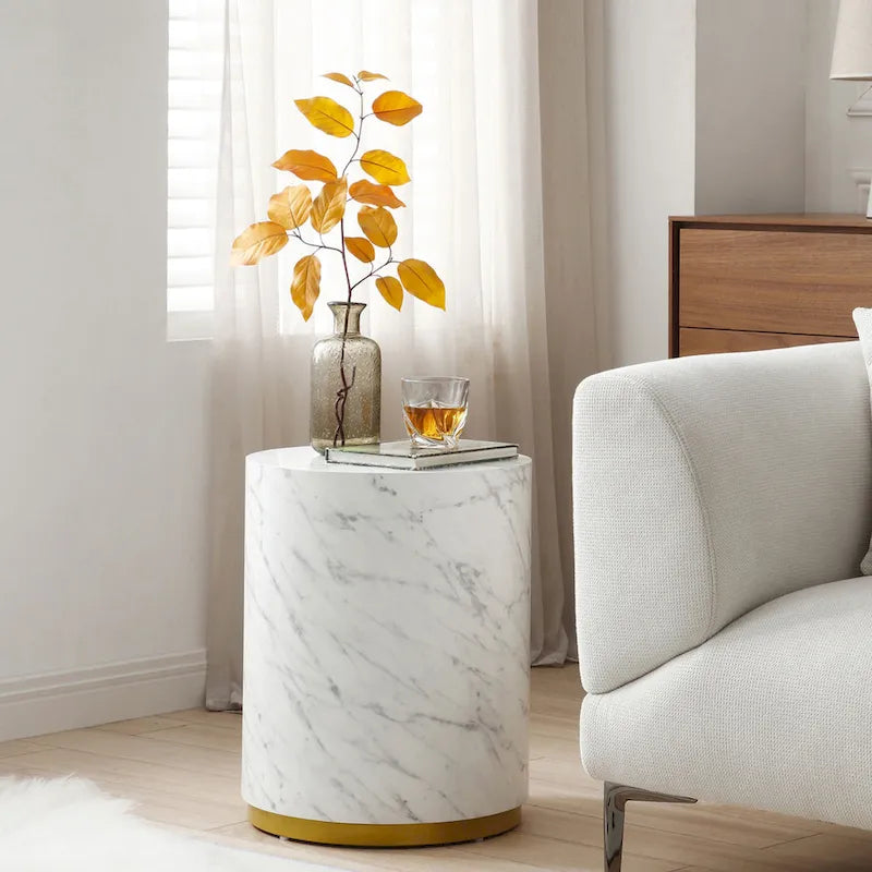 Marble Williamspace Fully Assembled Round Side Coffee Table For Living Room