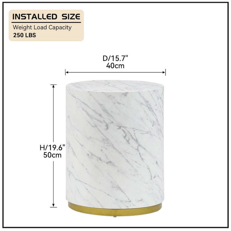Marble Williamspace Fully Assembled Round Side Coffee Table For Living Room