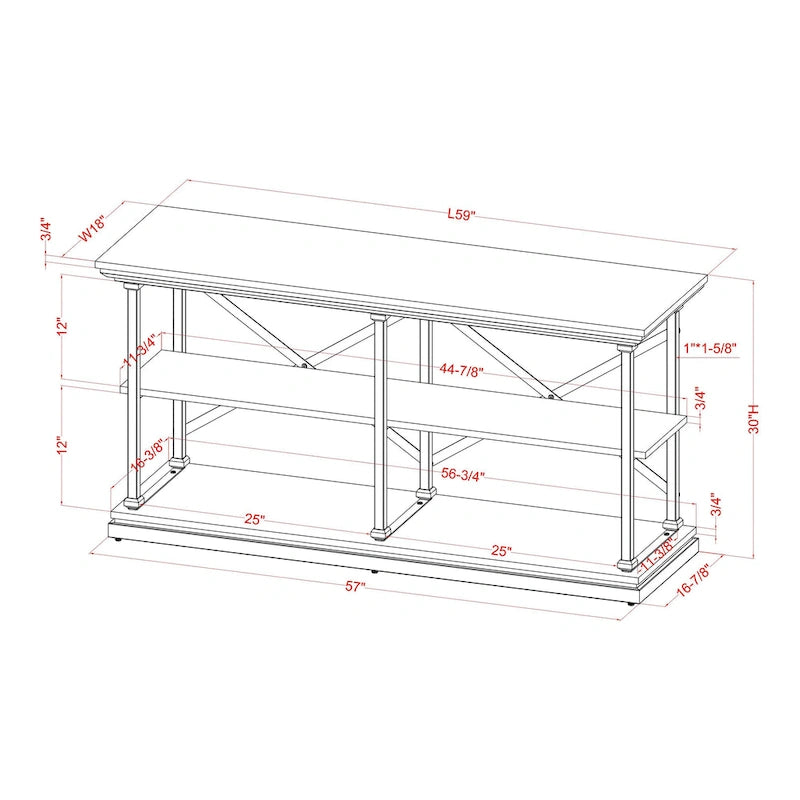 Marcin Transitional 59-inch Steel 2-Shelf Console Table by Furniture of America
